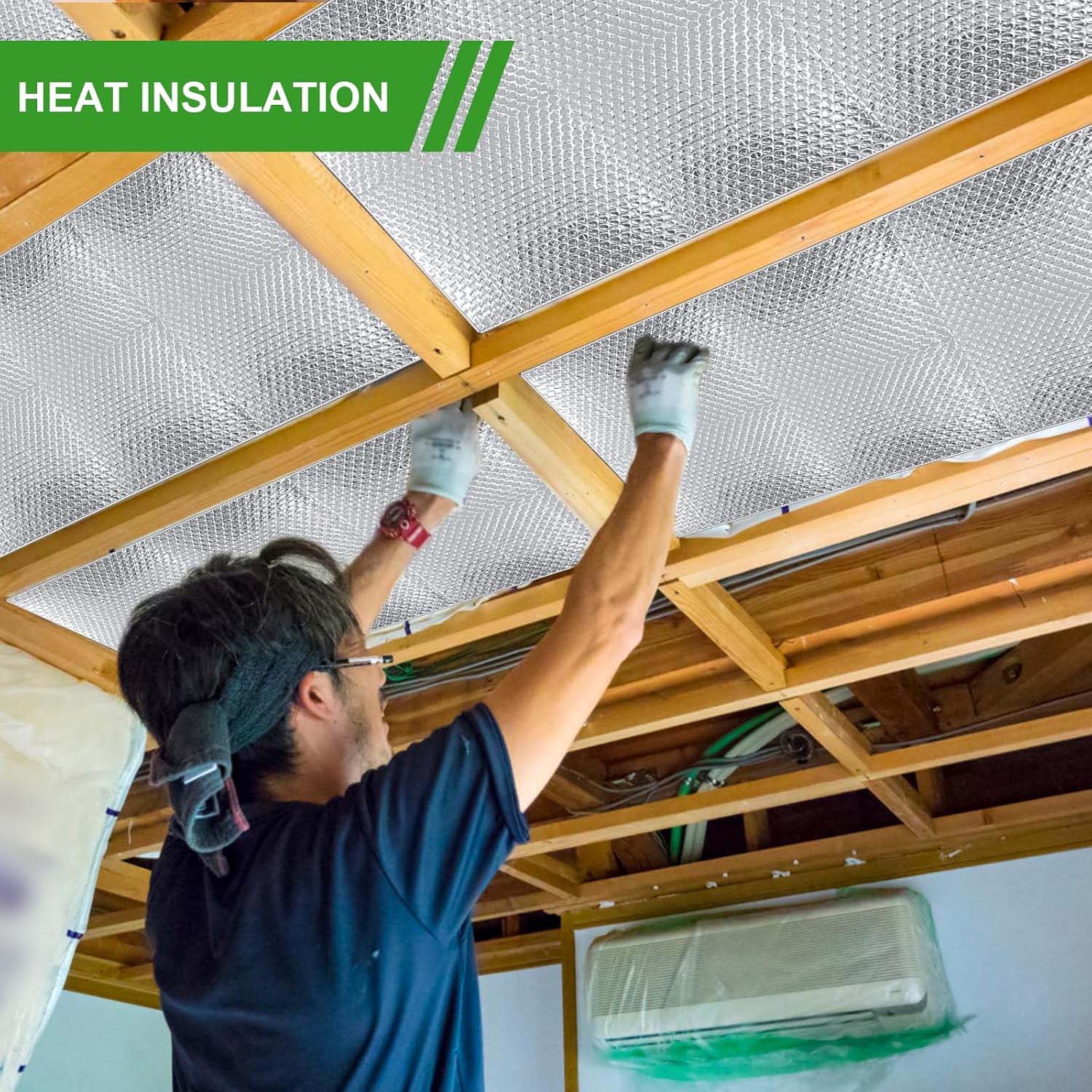 2 rollos 0,6×5m película aislante aluminio reflectante aislamiento térmico ventanas puertas garaje vehículos barrera radiante - 4