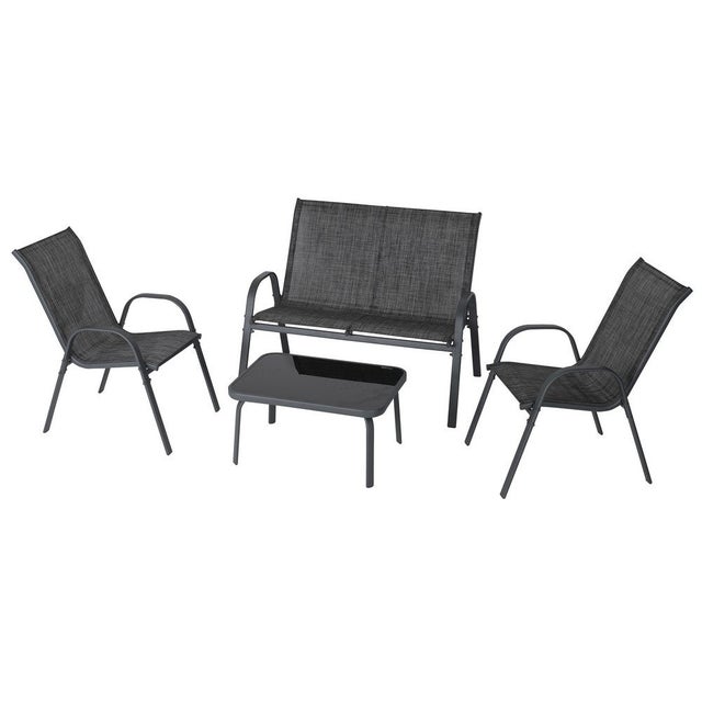 Conjunto exterior Antracita, 1 Sofá, 2 Sillones y 1 Mesa, Chic basic MONTY