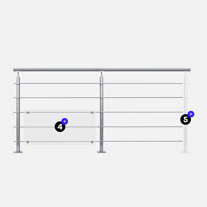 Kit garde-corps aluminium gris karako 2m pose à plat, Opalu KORDO - 5