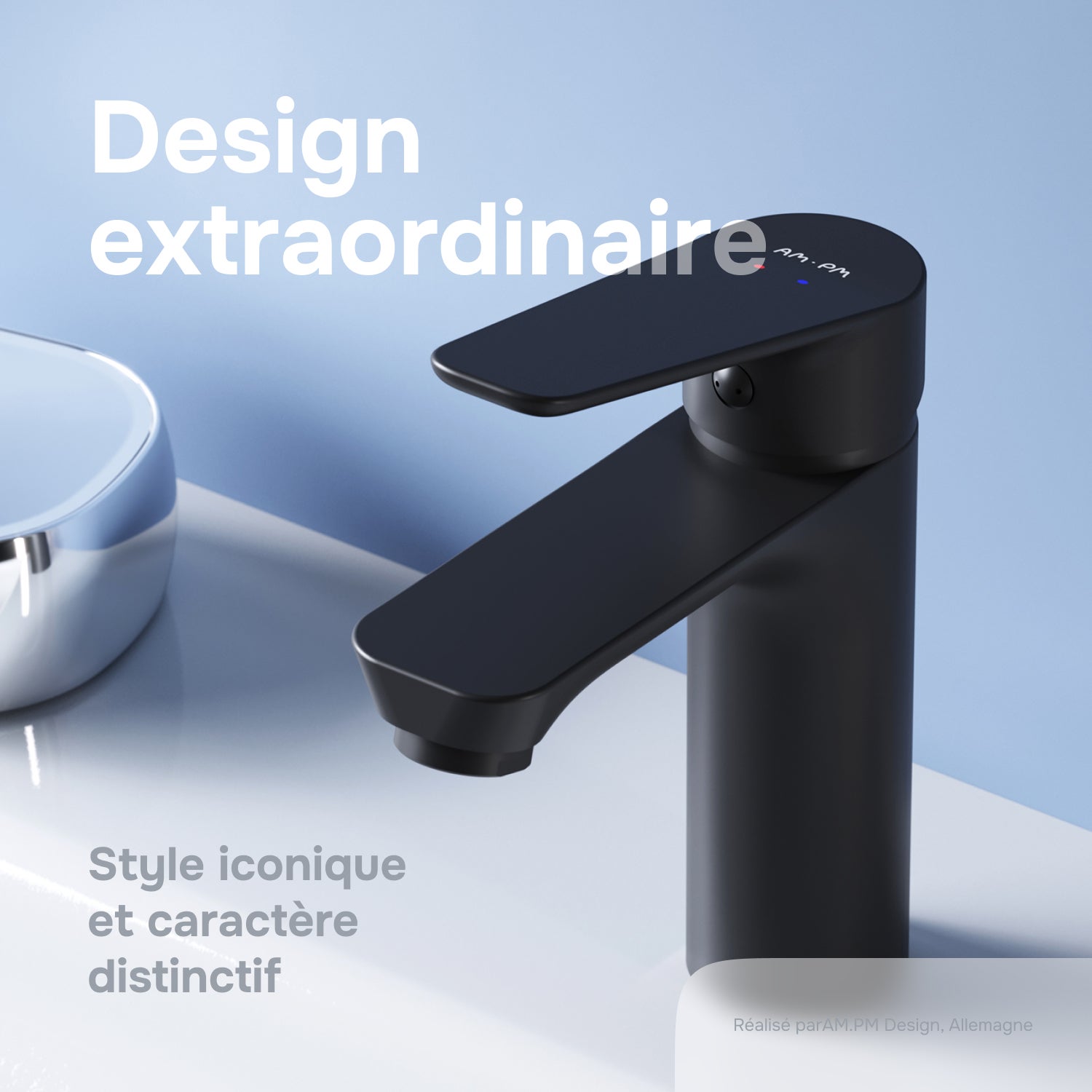 Mitigeur de lavabo, Robinet de Lavabo, Mitigeur Salle de Bain Robinet de lavabo, Noir, Hit, taille M, FTA02222 AM.PM - 11