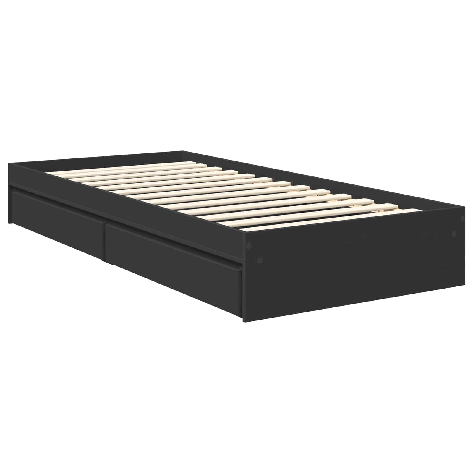 Lit de rangement avec tiroir noir 90 x 190 cm en panneau de bois - 6