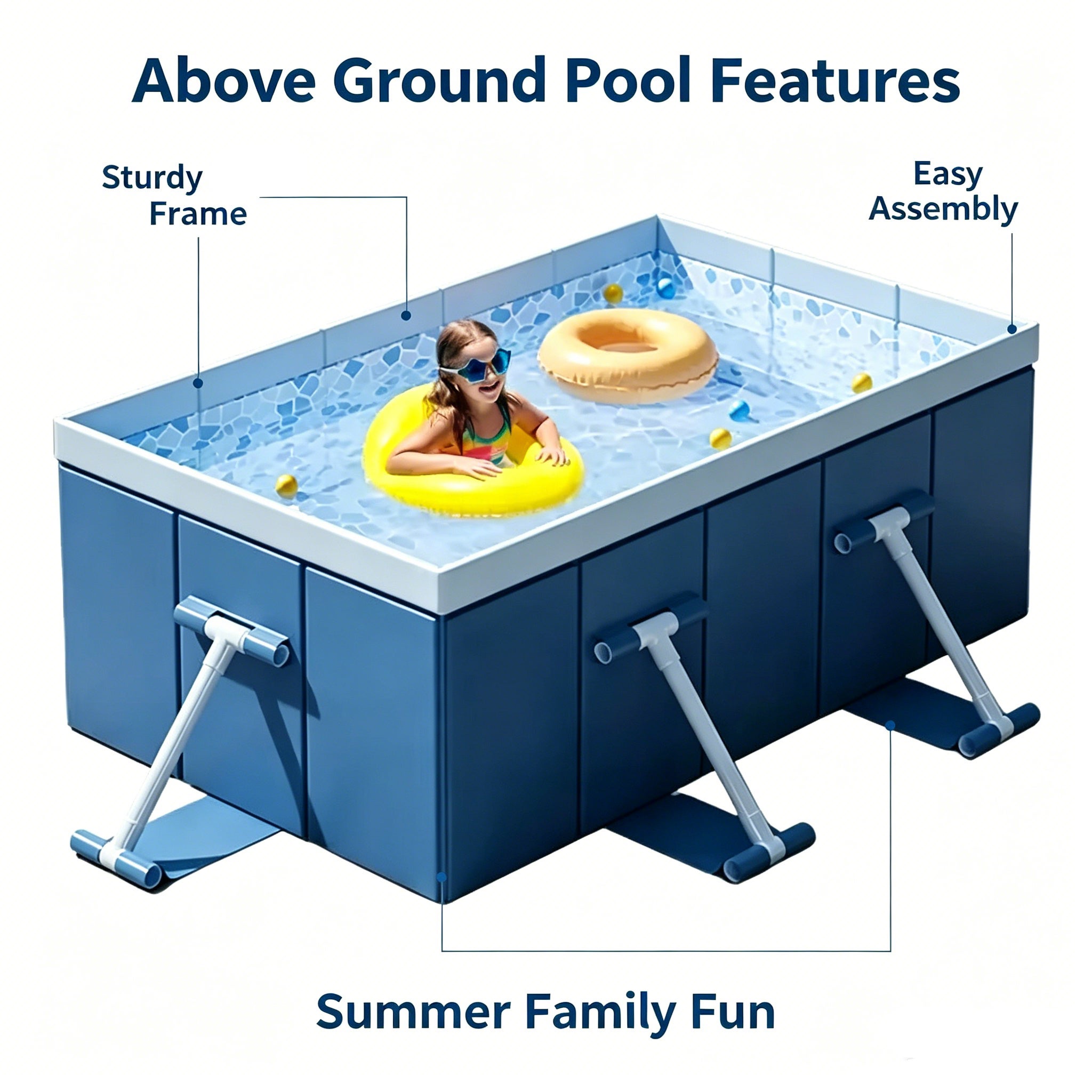 YM INTERNET – Piscine en tissu à cinq couches, épais et résistant à l'usure ; piscine durable pour terrasse, modèle de 2,1 mètres. - 3