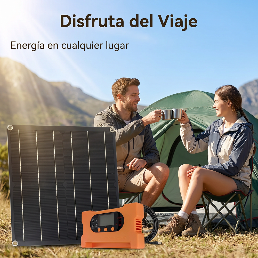 Painel solar monocristalino 20W com controlador de armazenamento 40A, painel de carga de emergência - 3