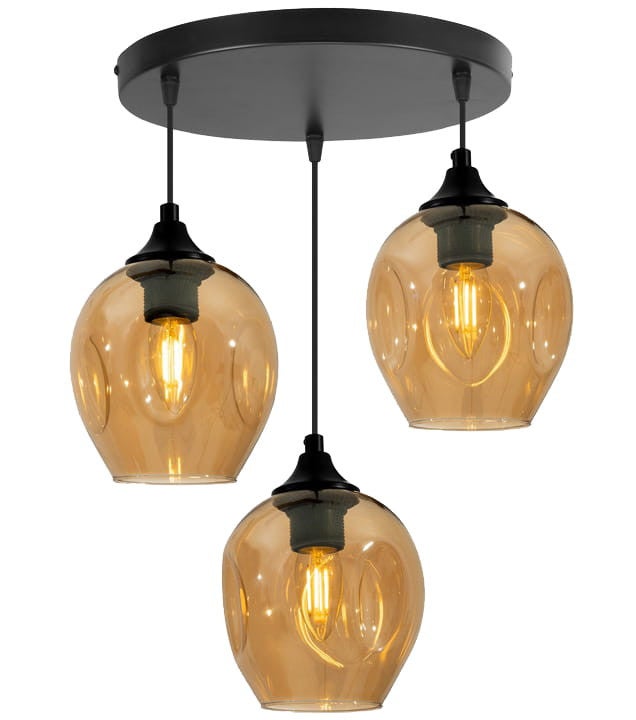 Lampa wisząca Aspa czarno-brązowa 3xE27x40W wym: 100 x 39 x 39 cm szkło Candellux