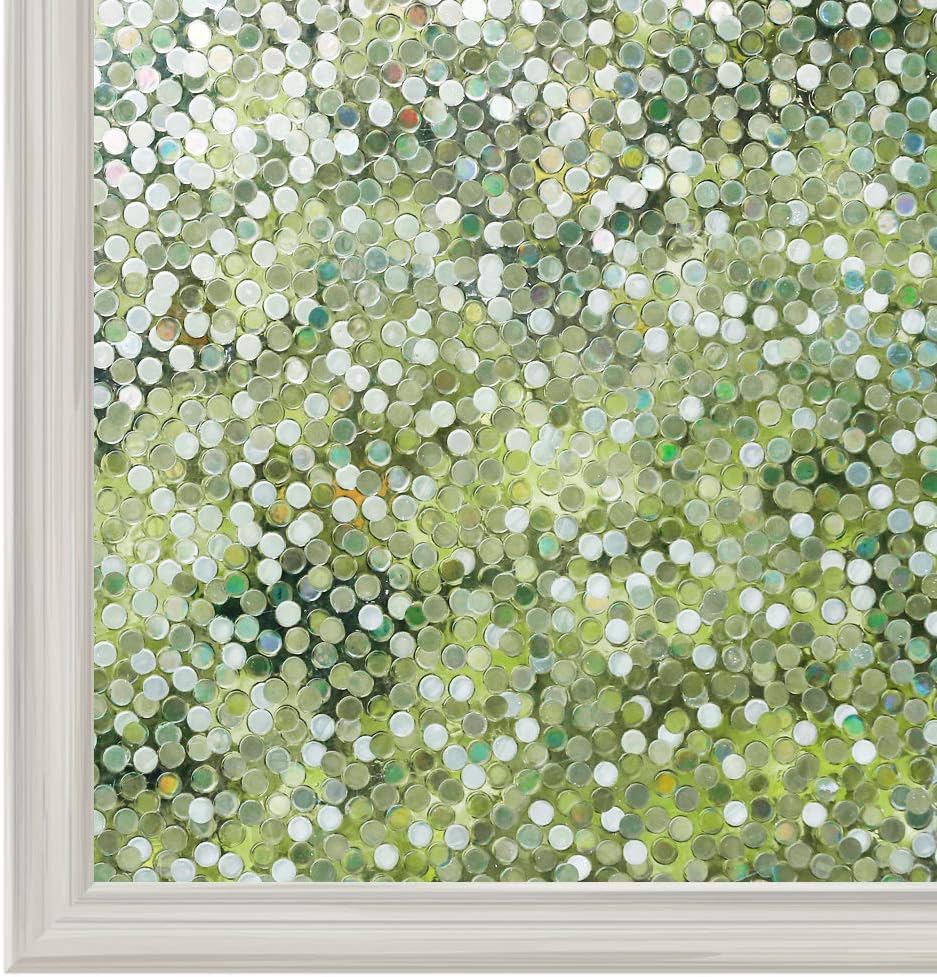 Folia okienna elektrostatyczna (45 x 200 cm), zapewniająca prywatność, z okrągłym wzorem, idealna do domu, sypialni, biura i łazienki.