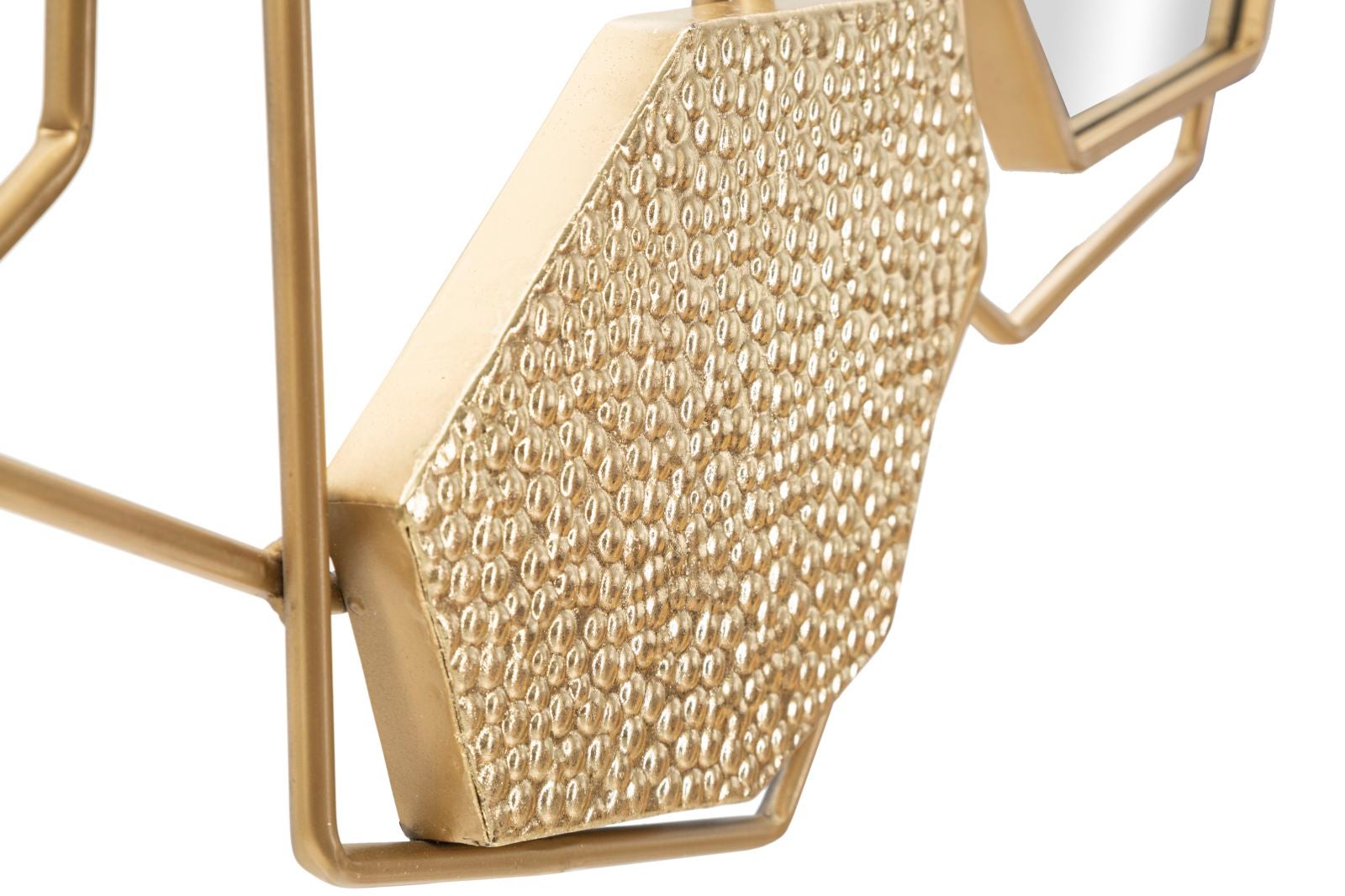Specchio da parete geometrico in metallo dorato cm 91x4x52 - 4