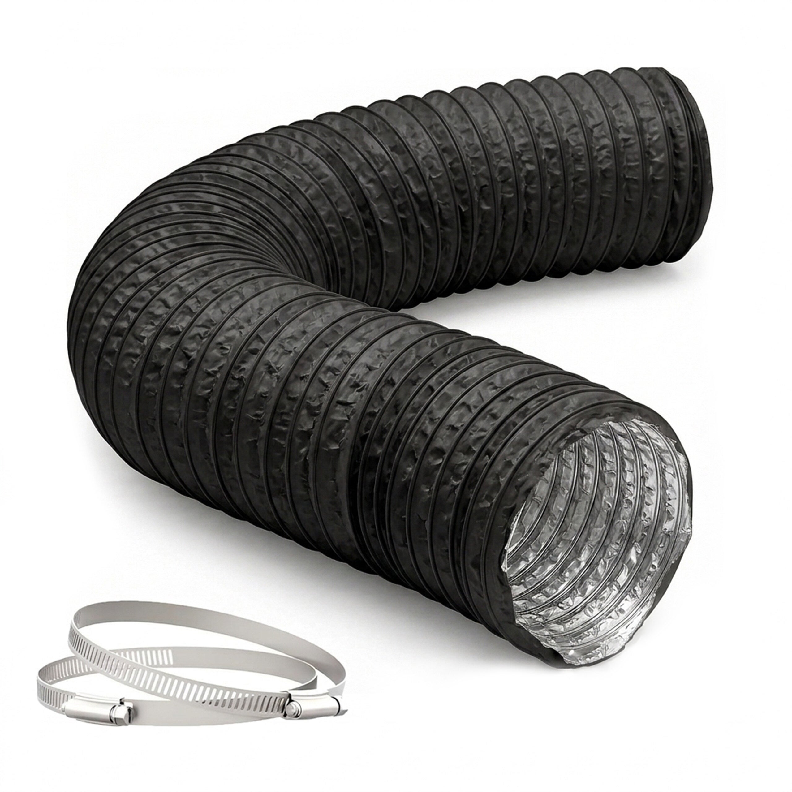 Conduit d'évacuation d'air, 2 colliers, Ø 100 mm, 5 m, PVC, aluminium ...