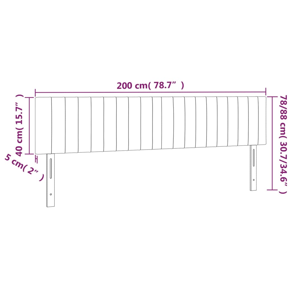 Cabeceira em tecido preto com LED 200x5x78/88 cm - COMFORTXL - 6
