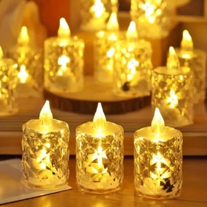Homemory Candele votive ricaricabili senza fiamma, candele a batteria con timer, 6 candele finte elettriche in bianco caldo (cavo di ricarica USB incluso
