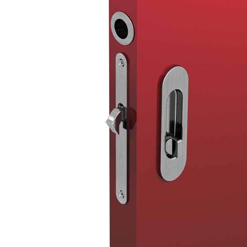 Kit serrure à condamnation, poignée ovale, acier finition satiné - 3