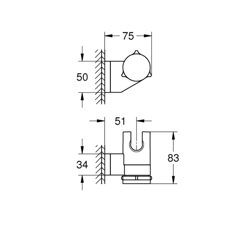 Support mural douchette orientable GROHE Vitalio Universal Noir - 5