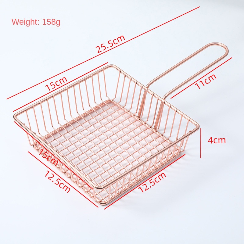 Mini panier de friture carré en fer électroplaqué, panier à frites et snacks style américain - 8