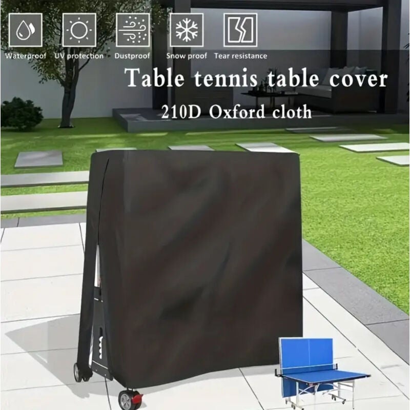 Housse Imperméable Pour Table De Ping-pong 600D – Protection UV, Coupe-vent, Avec Fermetures éclair Et Sangles Réglables, Taille Standard (188x165x38/69 Cm), Pour Extérieur Et Intérieur