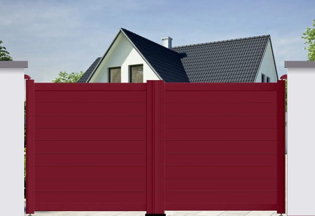 PORTAIL BATTANT PLEIN NATURO L 306 X H 169 7 Cm Rouge RAL 3004 portail-battant-plein-naturo-l-306-x-h-169-7-cm-rouge-ral-3004