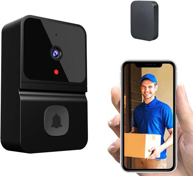 Videocitofono wireless intelligente con visione notturna, 450p, audio bidirezionale, archiviazione cloud, alimentazione a batteria.