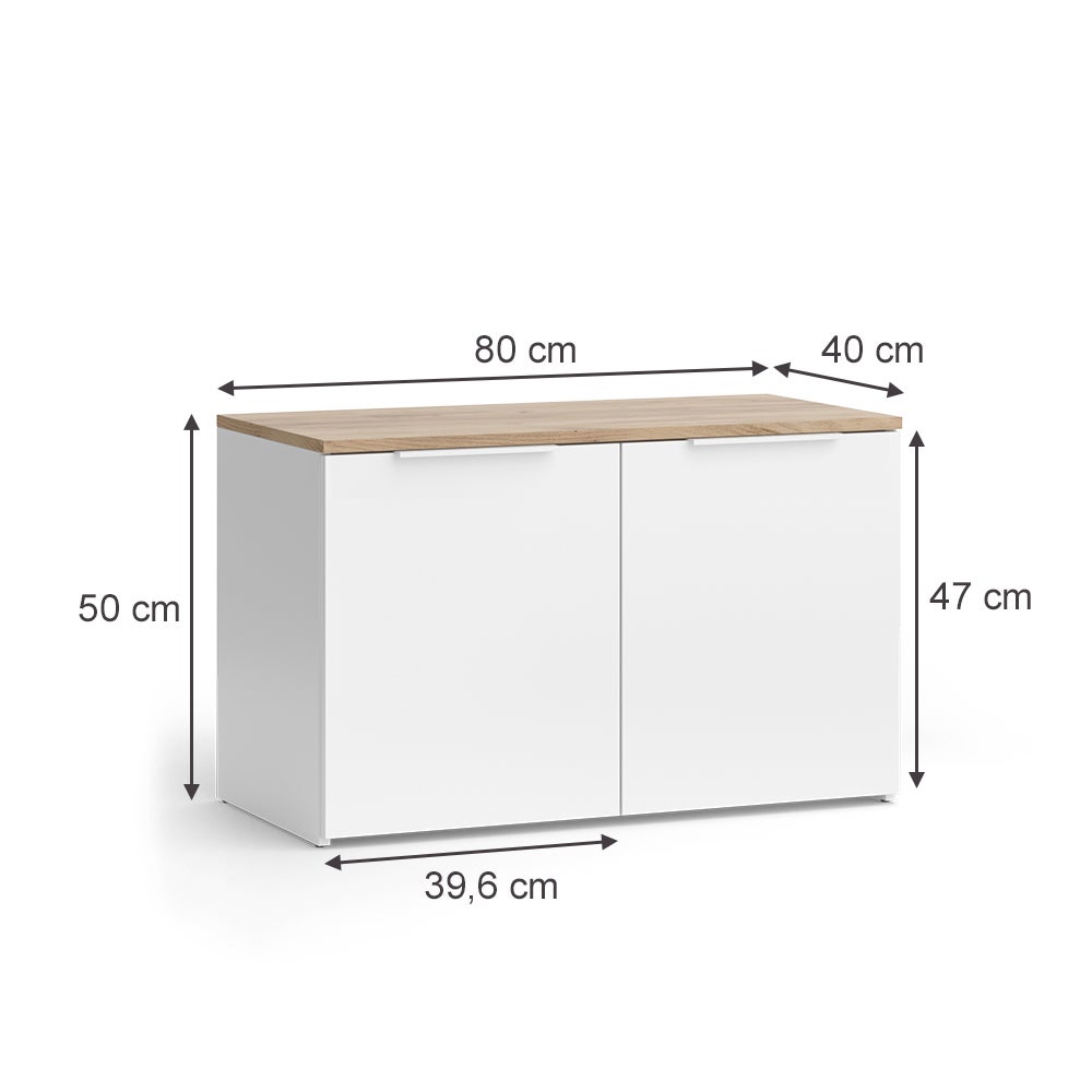 Vicco Sideboard Wido, Blanc/Sonoma, 80x50cm avec 2 portes - 3
