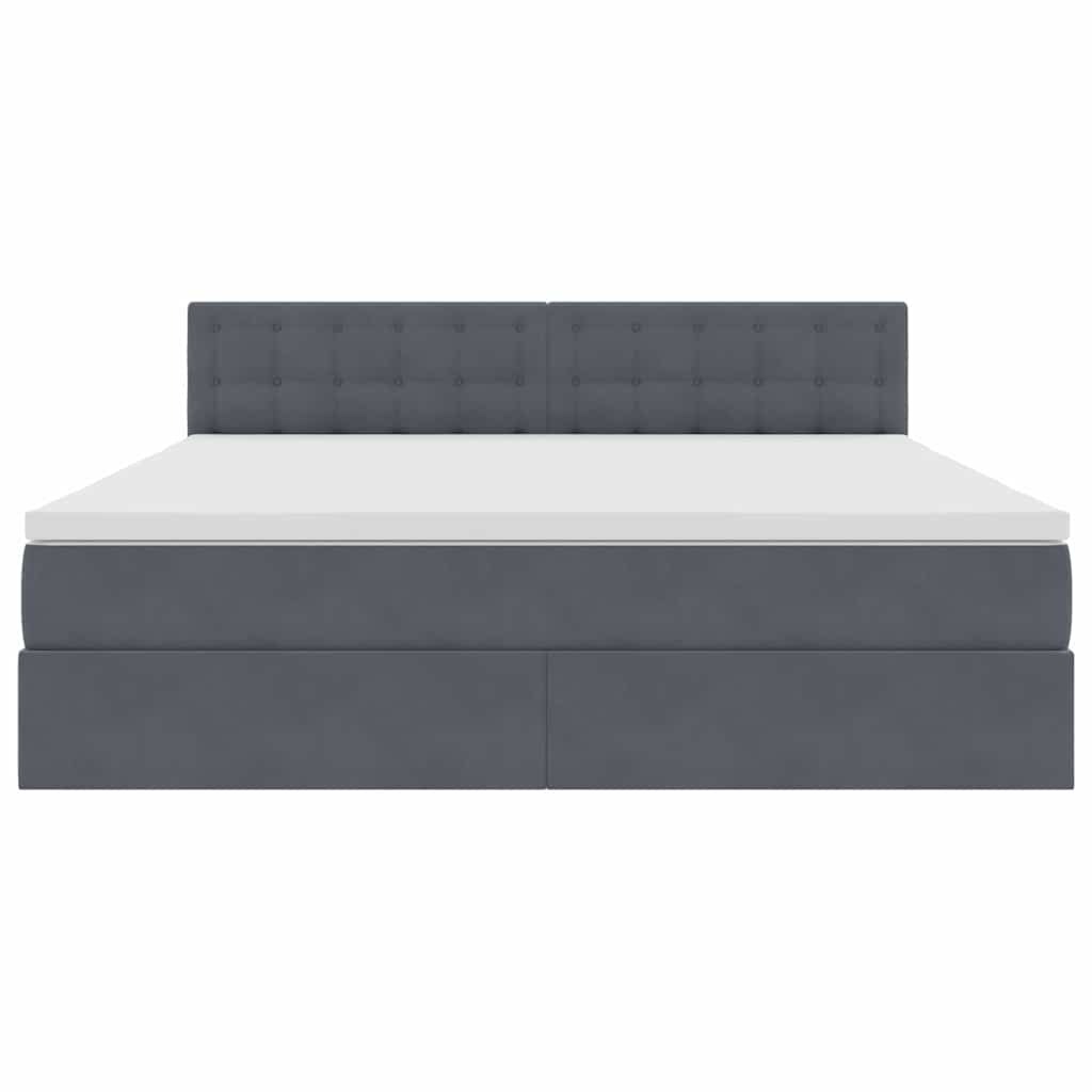 Lit de rangement gris foncé, 160 x 200 cm, en velours - 7