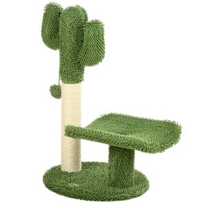 Albero Per Gatti A Forma Di Cactus PawHut Con Tiragraffi E Piattaforma - Giocattolo Con Pallina Per Giochi