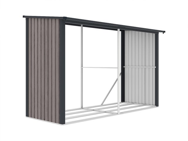 Abri bûches métal en acier galvanisé effet bois 5,78 m3 - 7 stères - L302 x P119 x H190cm - VARWOOD