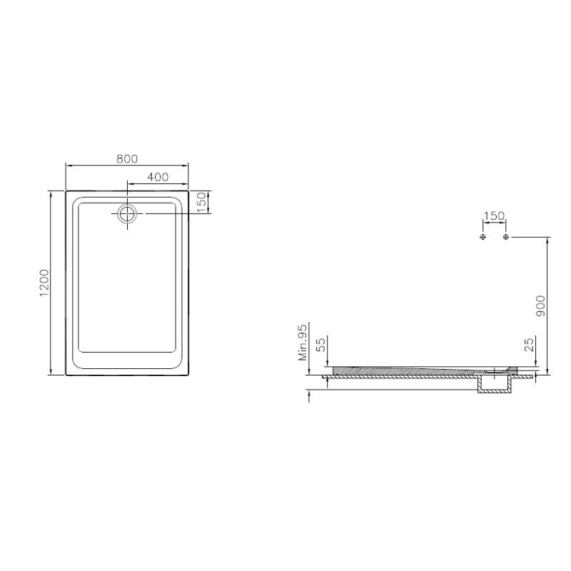 Receveur de douche ARKITEKT 120x80cm B90 antidérapant VITRA 5809L003M0578 - 2
