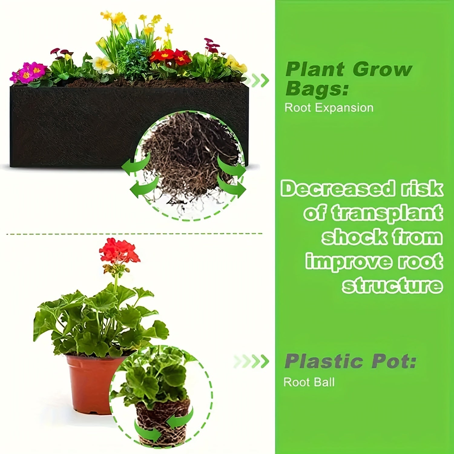 Lot de 6 sacs de plantation carrés pour pommes de terre, contrôle des racines, en tissu, outil de jardinage, pour balcon, maison, jardin - 8