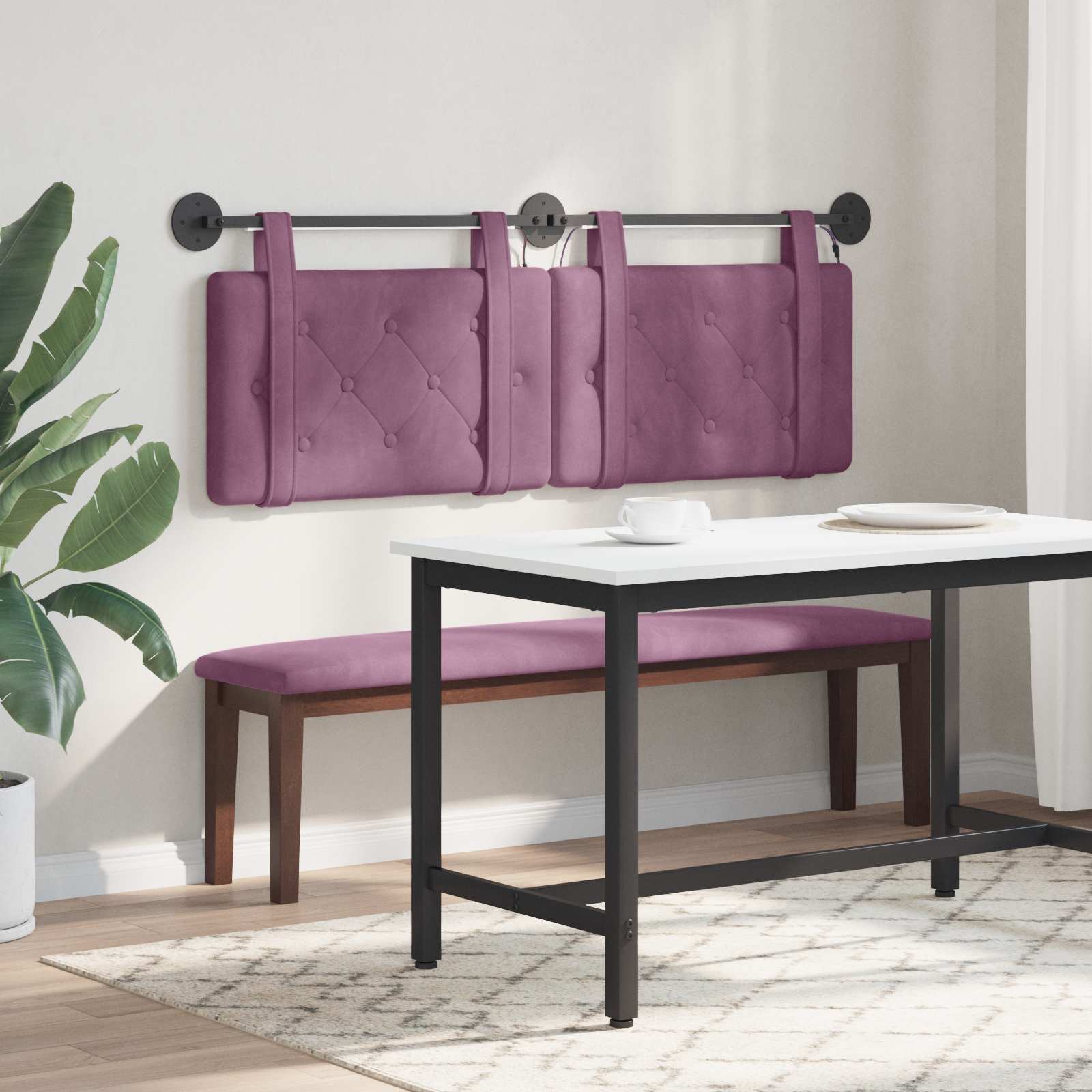 Tête de lit suspendue Avec lumière LED Pourpre Velours | Leroy Merlin