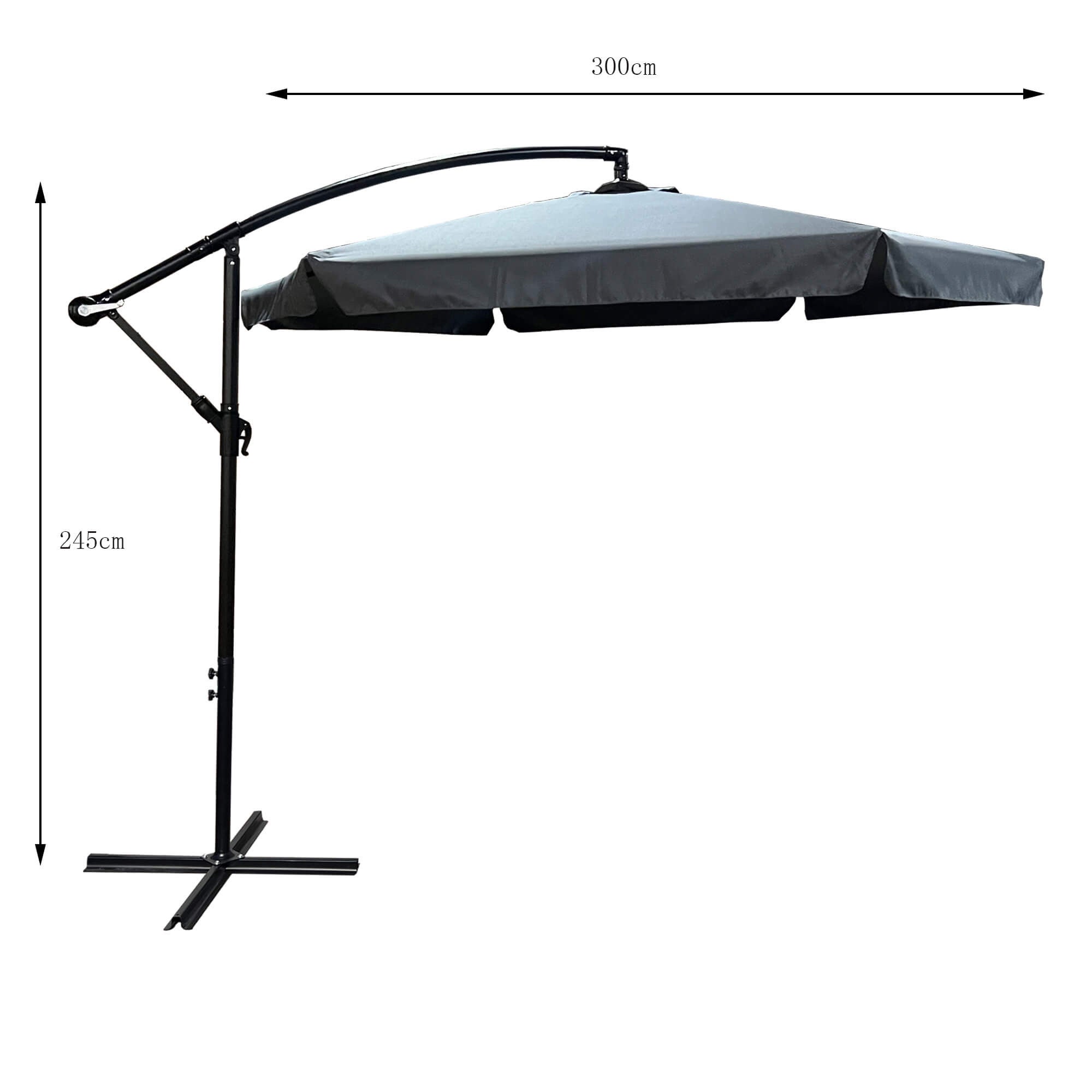 Parasol de jardin et de terrasse CYNIA imperméable en gris foncé, Poids 11,7 kg Dimensions L300 x l300 x H245 cm - 3
