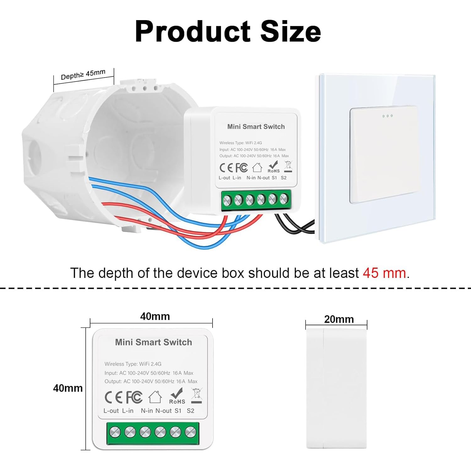 Module interrupteur intelligent wifi, mini relais intelligent, commande vocale, fonction minuterie (Tuya 1 gang, lot de 4) - 3