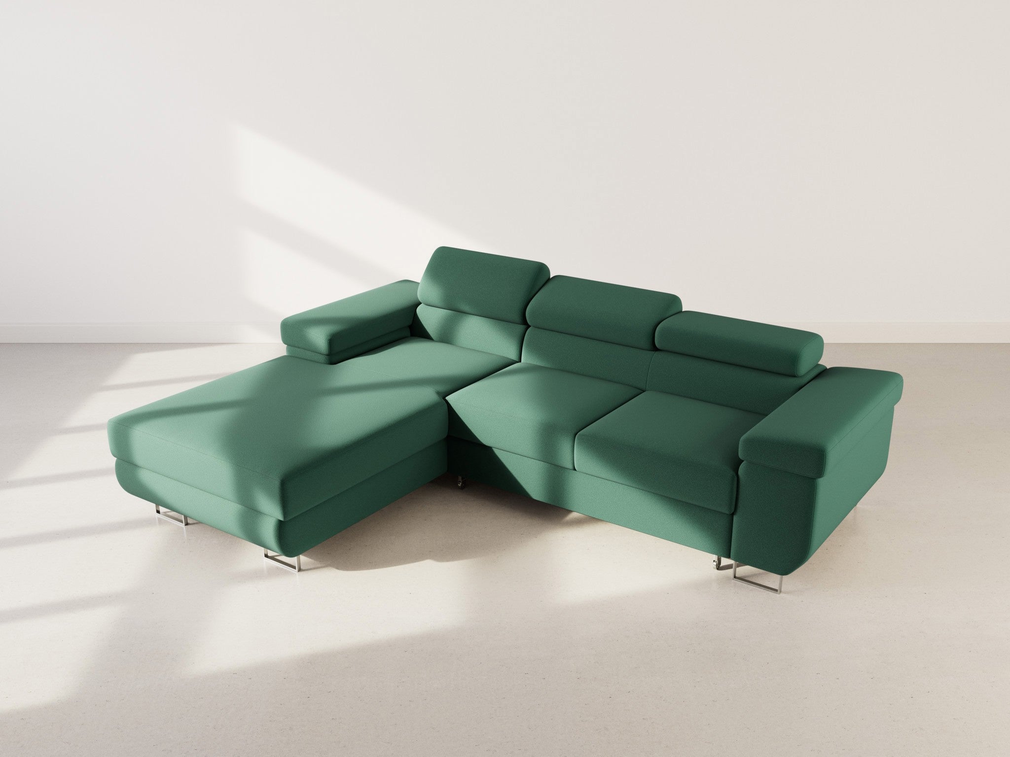 Canapé d'angle gauche convertible 6 places en velours vert - PABLO - Best Mobilier - 6