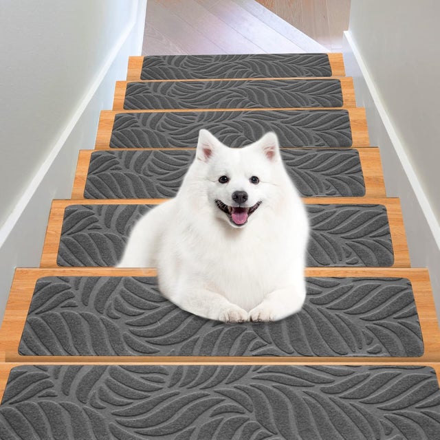 Antidérapant Tapis Marche Escalier,Tapis Escalier 15pcs,Marchettes d'Escalier Auto-Adhésif,urface Adhésif 80x20cm pour Enfants âgées Chiens (Gris)