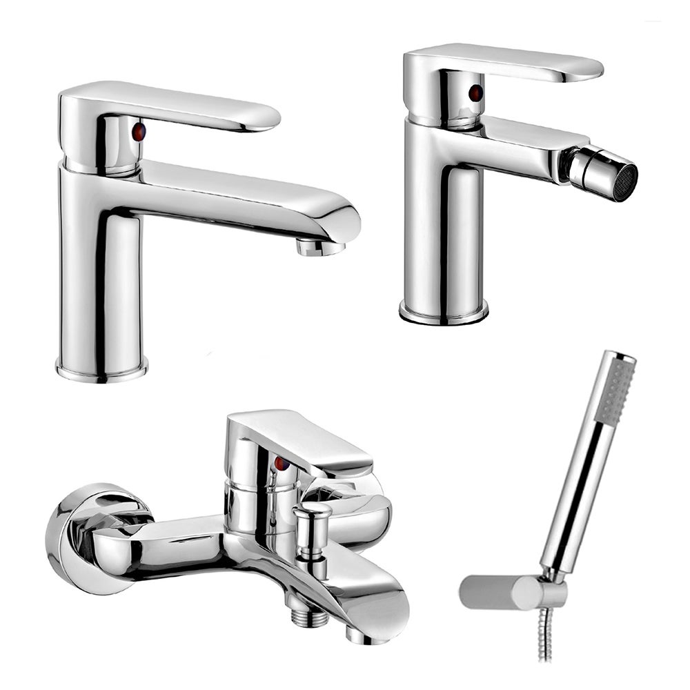 Set Miscelatori Lavabo Alto + Bidet + Incasso Doccia Jacuzzi Rubinetteria Eolo Ottone Cromato Per Piletta Click Clack 54209825