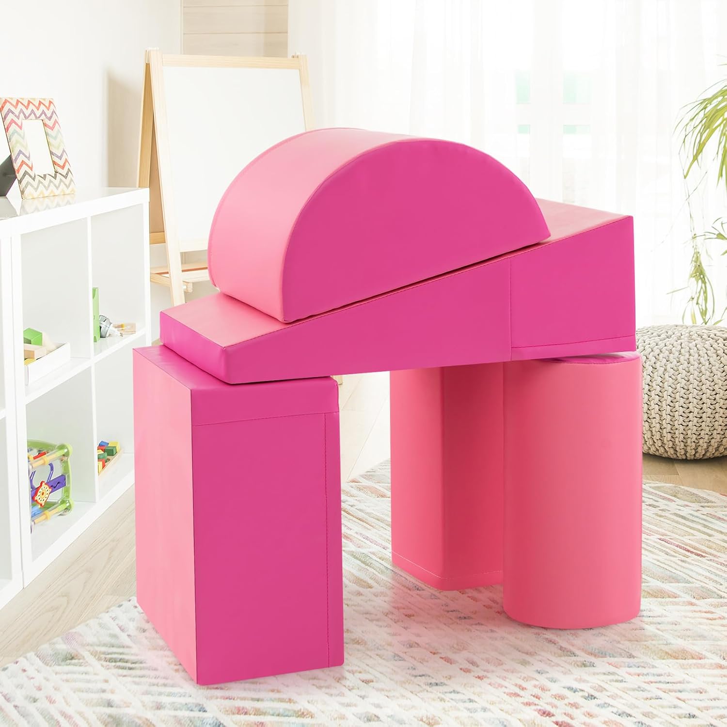 5PCS Parcours Motricité Bébé en Mousse de EPE, Module Motricité Bébé avec Fermeture Clair, Jouets Éducatifs Colorée pour Ramper Grimper - 8