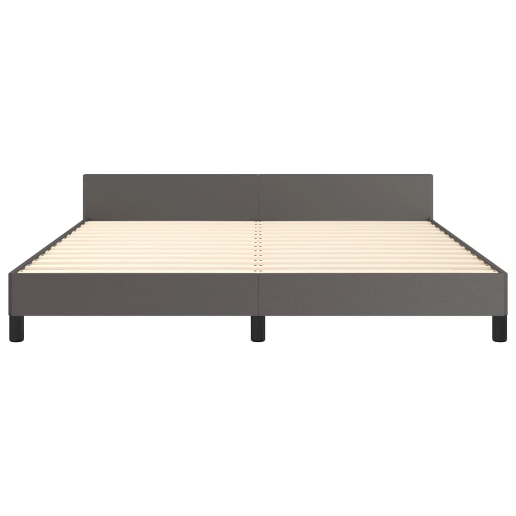 Cadre de lit sans matelas, gris, 160 x 200 cm, similicuir - 6