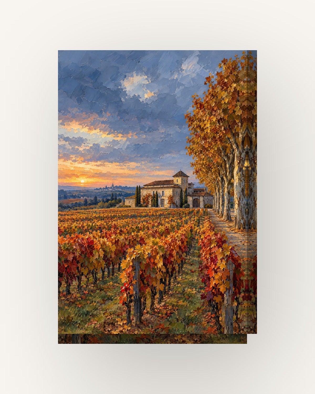 Tableau de la France «Bordeaux, huile» sur toile, châssis en bois de 2 ...