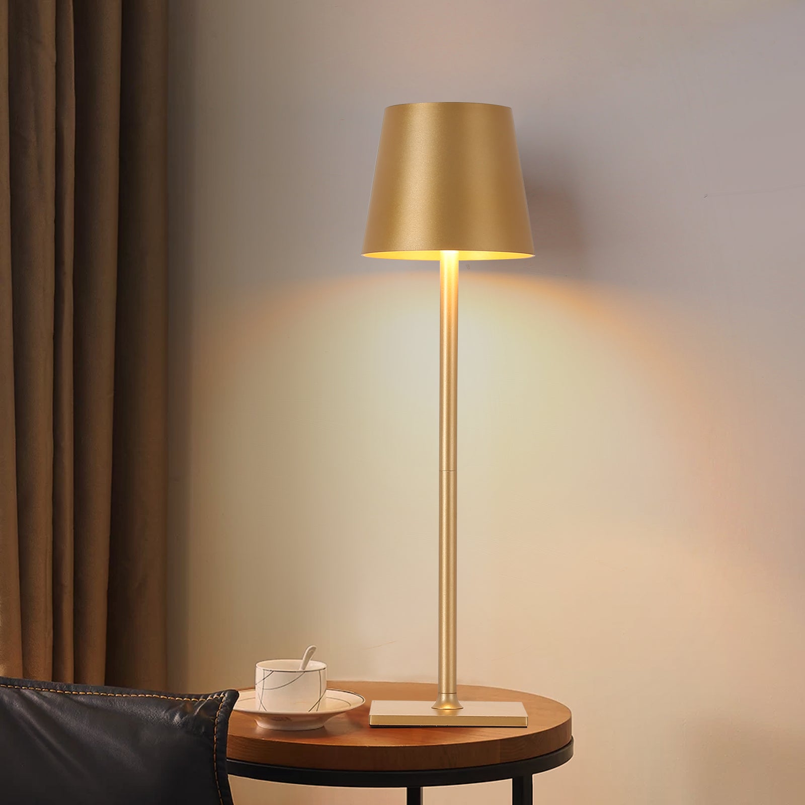 Lampe de Table Rechargeable Portable LED CCT 3000K-4000K-6000K en Aluminium Doré, IP44, 1.5W, Tactile avec Intensité Réglable - 2