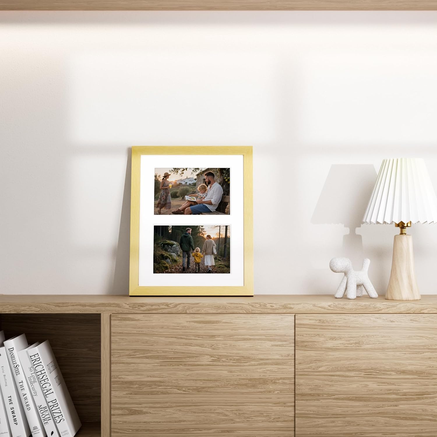 Set Di 10 Cornici Da Parete In Legno Massello: Rustiche Marroni, Con Passepartout, Per Collage E Decorazione