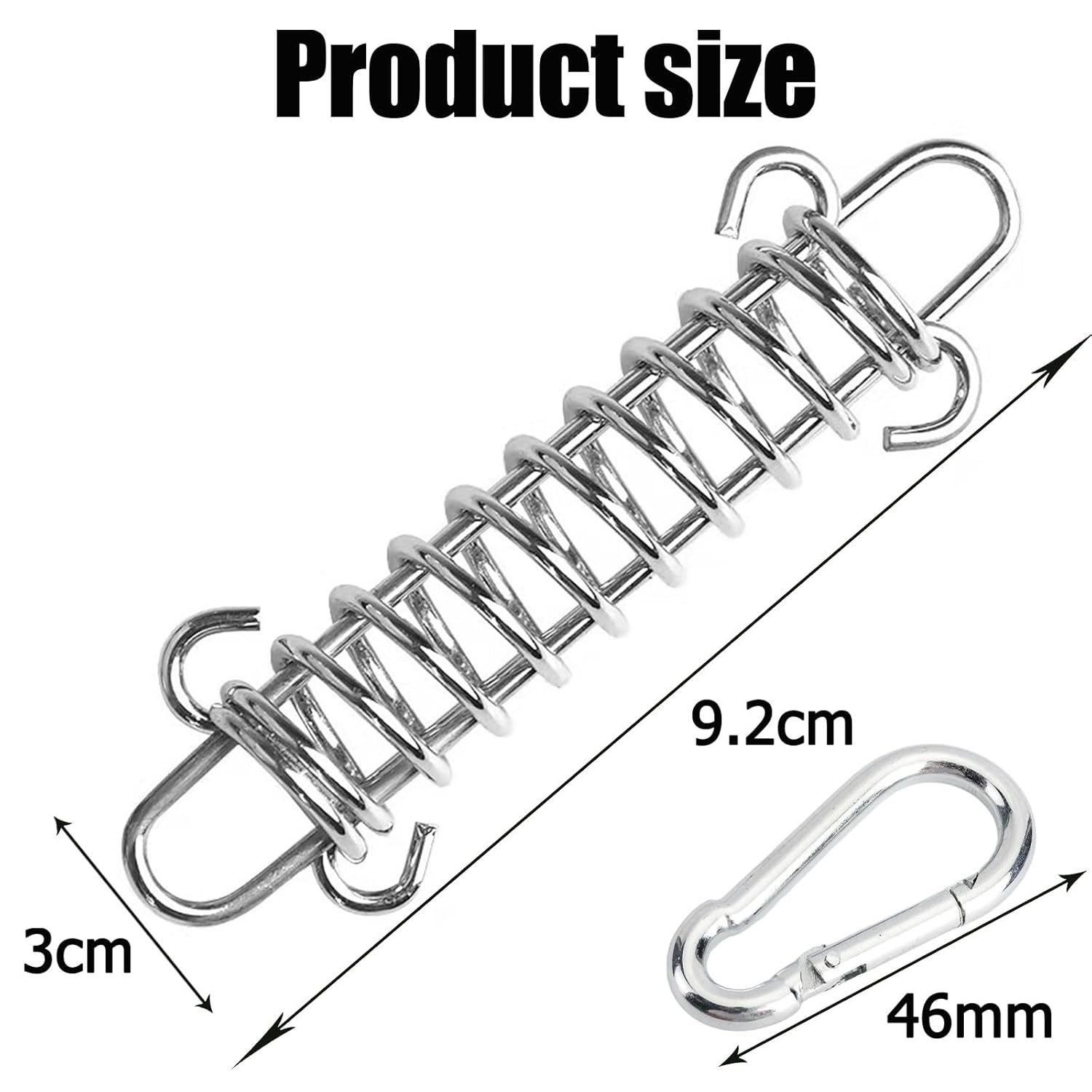 Voile Ombrage Ressorts De Tension QWORK - Lot De 4 Avec Crochets - Acier Inoxydable 17.5cm - Pour Voile D'ombrage, Tente, Hamac Accessoire Voile Ombrage