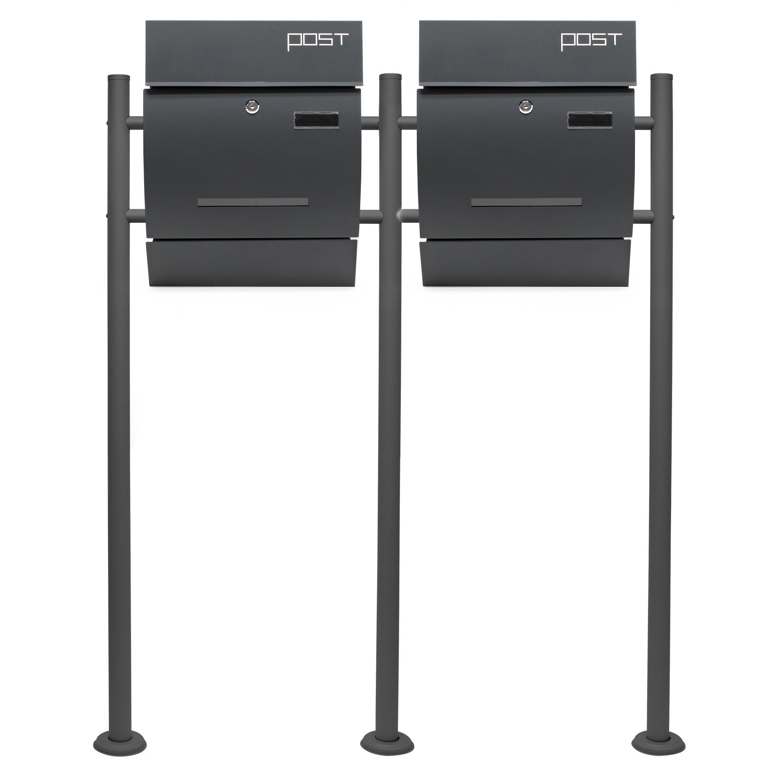 Kit 2x Boîte aux lettres V4 & Porte-journaux avec Pied de support double, Verrouillable, Gris anthracite, Acier galvanisé, 1000 x 135 x… Wiltec - 2