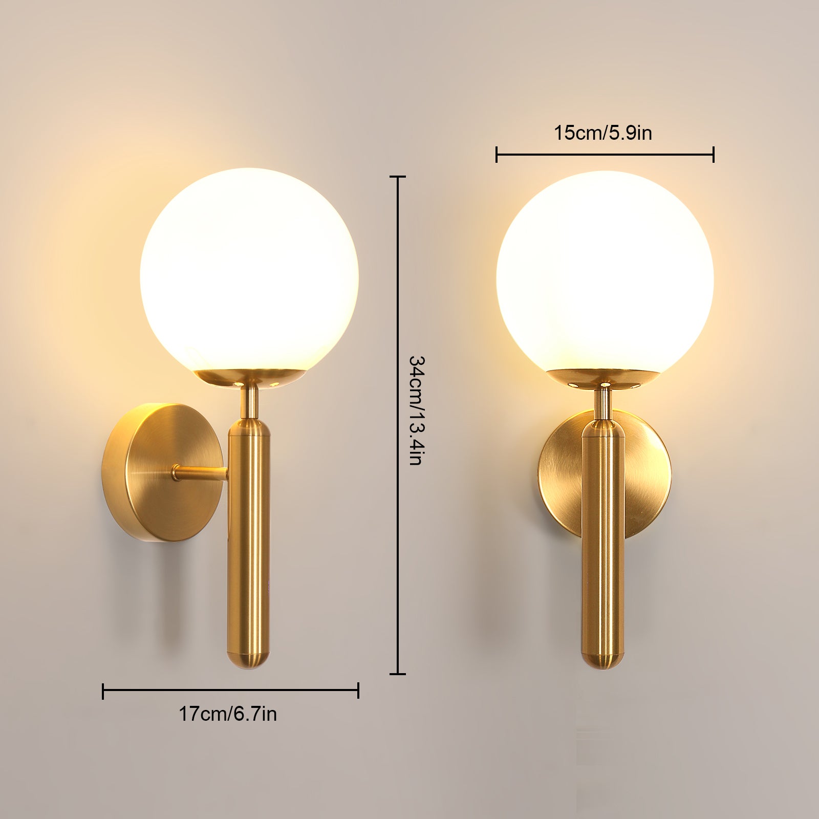 Lámpara de pared moderna para interiores, lámpara de pared dorada E27, aplique creativo de bola de cristal, sin bombilla - 4