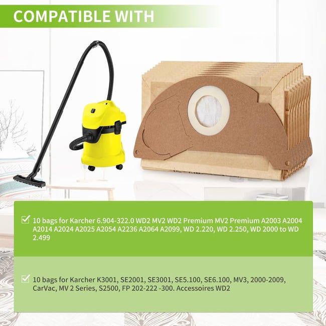 Wd3 Sacchetti Aspirapolvere Karcher Wd3 Accessorio Per - Foto 8
