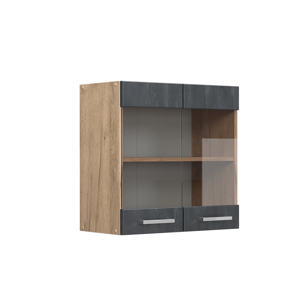 Vicco Szklana szafka kuchenna R-Line, Czarny beton, 60 cm