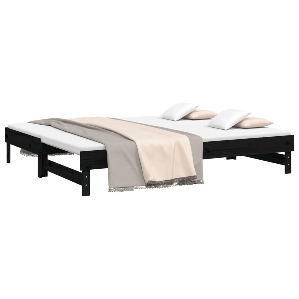 Lit coulissant sans matelas noir 2x(100x200) cm vidaXL - 4