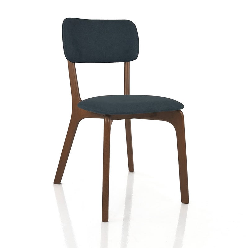 Zestaw 2 krzeseł AGATA z drewna orzechowego w kolorze ciemnym i tkaniny szarej 49x58x86 cm do jadalni