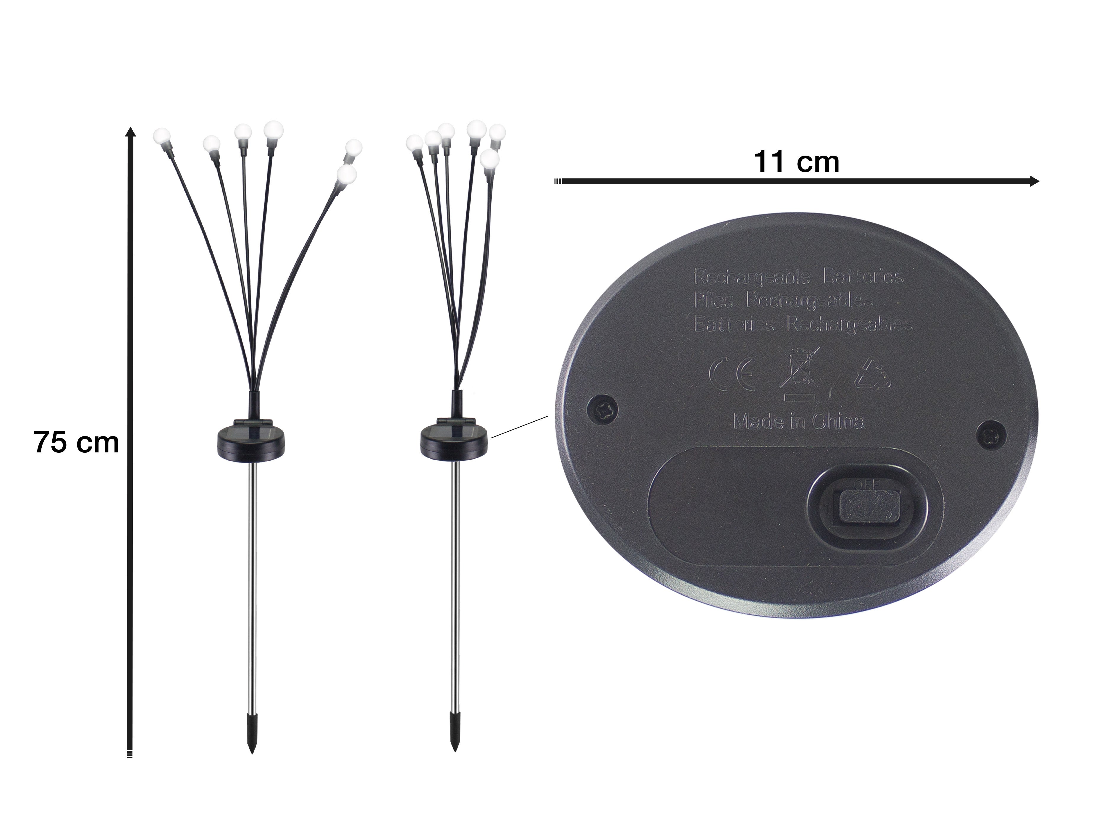 BEPER P207ILO104 Lampada solare da esterno, luce solare con 6 sfere LED, lucciole da giardino, luce con picchetto per vialetti e aiuole - 4