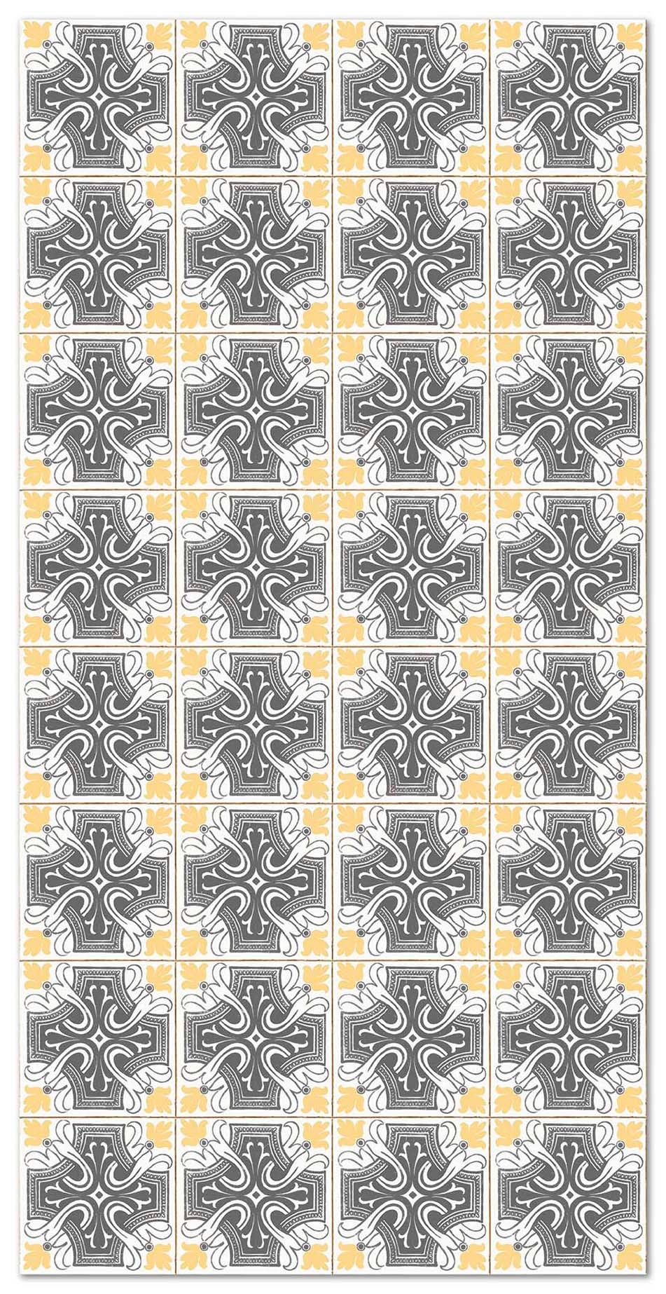 Panorama alfombra vinílica hidráulica salamanca amarillo 80x250 cm - alfombra cocina vinilo - alfombra salón antideslizante e ignífuga