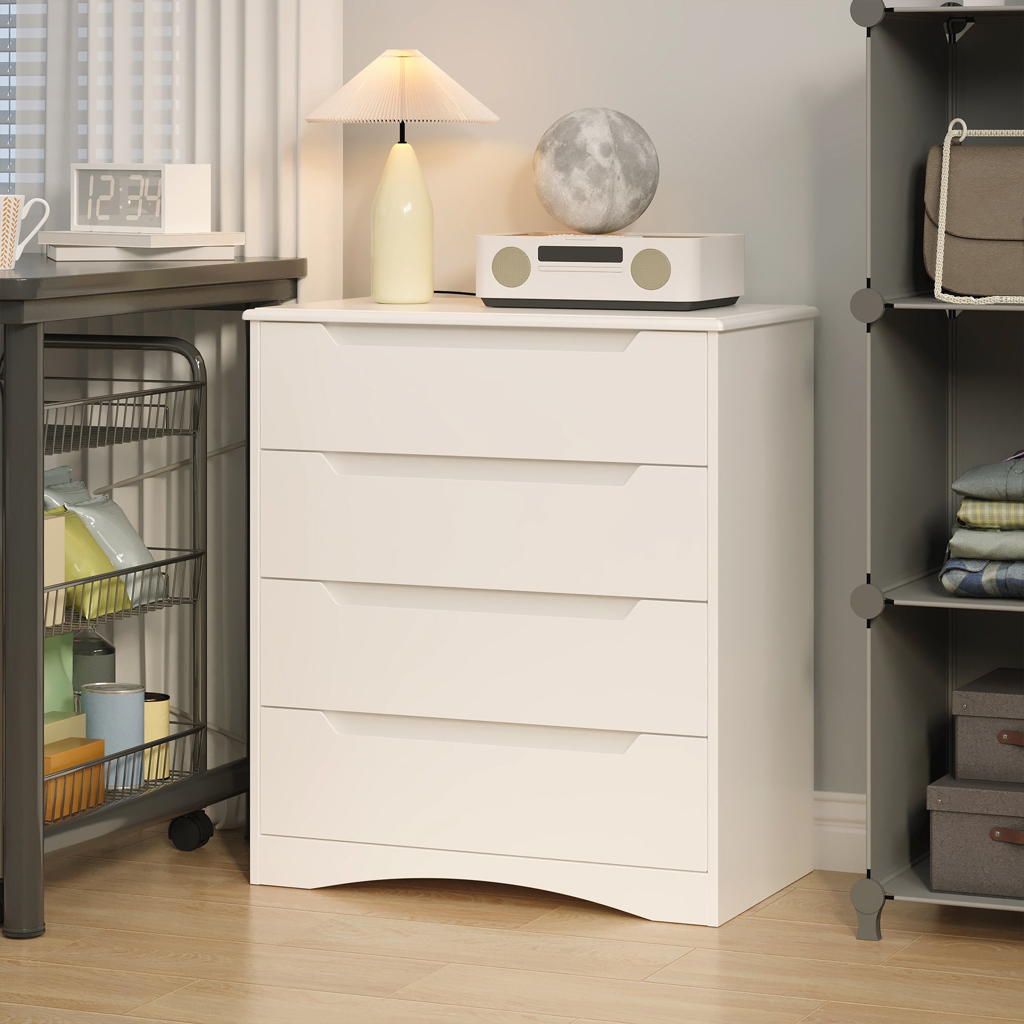 Commode 4 Tiroirs Chiffonnier Blanc 72 x 41 x 82 cm Bealife - 5