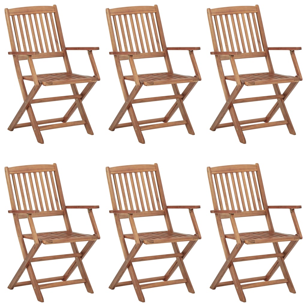 Chaises pliables de jardin 6 pcs avec coussins Bois d'acacia - 3