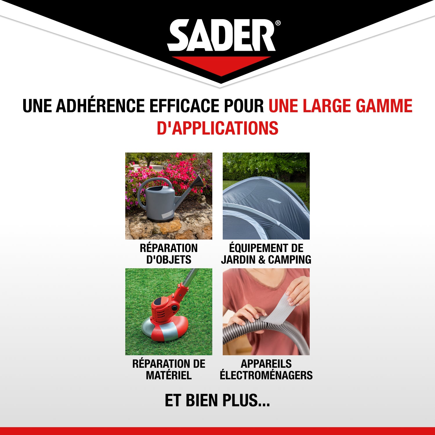 Sader Repare Tout Extrême Noir- Adhésif Extra Fort - Hautes Performances - Intérieur & Exterieur - Toutes Surfaces - Facile à Découper - 20m x 50mm - 5