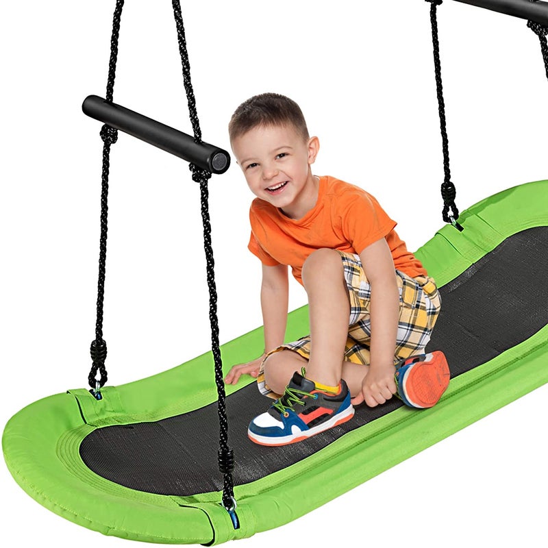 Huśtawka gniazdowa, owalna, deskorolka z uchwytami, huśtawka dziecięca obciążenie do 150 kg, do użytku na zewnątrz, (zielona)