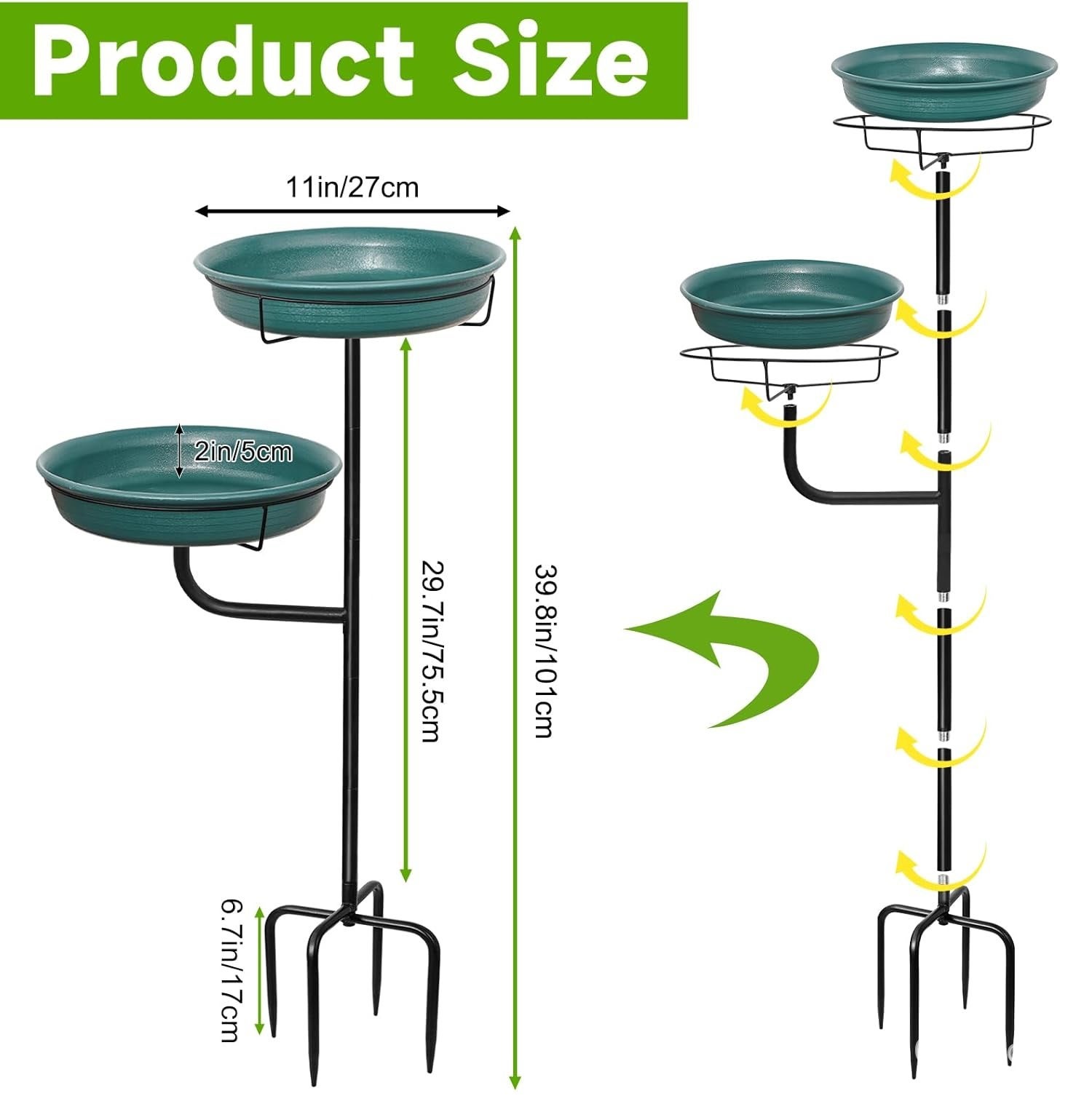 Banheira para pássaros independente para uso externo, comedouro e bebedouro para pássaros de jardim, comedouro decorativo removível estilo spa. - 2